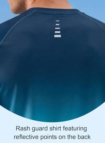 XiaoMoSha Men's Sun Protection Long Sleeve Shirts UPF 50+ Rash Guard Swim T-Shirt Quick Dry Fishing Hiking Running Top Outdoor Lightweight Athletic UV Sports Shirt Large Blue Green Gradient - Thumbnail 6