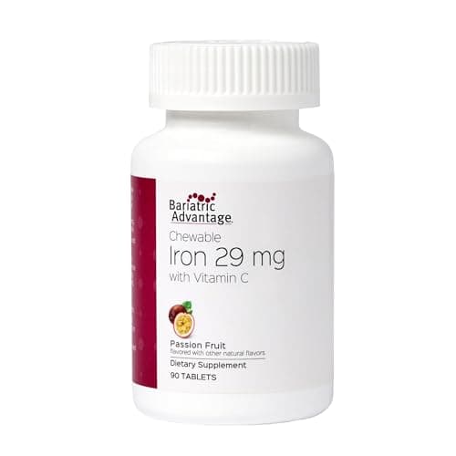 Bariatric Advantage Chewable Iron 29 mg - for Bariatric Surgery Patients - Iron with Vitamin C - No Iron Taste - Ferrous Fumarate & Carbonyl Iron Supplement - Passion Fruit - 90 Count - Image 1