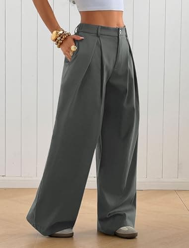 ZAFUL Parachute Pants Woman Casual Baggy Pants Zipper Vintage Hippie Y2K Wide Leg Sweatpants with Pockets Streetwear Women Grey S - Thumbnail 3