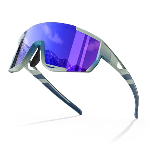 LANSWEE Polarized Sunglasses for Men, Sport Sunglasses Men,UV400 Protection for Running Fishing Driving Baseball Cycling，Matte Milk Gray/Dark Blue - Image 1