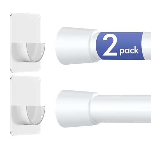Corklatta 2 Pack White Spring Tension Curtain Rods Adjustable 16 to 40 Inch, Small Tension Rod with 4 Holders,No Drill Curtain Rods for Window 24-36 - Image 1