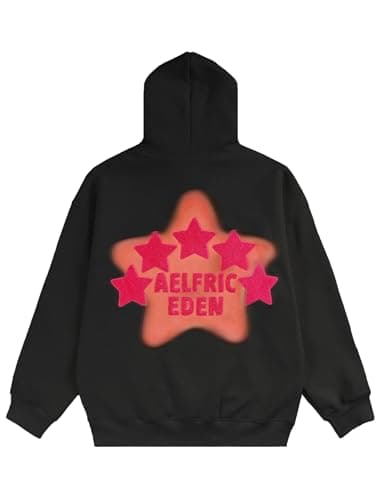Aelfric Eden Graphic Hoodies for Men Y2K Printed Hoodie Sweatshirt Casual Oversized Long Sleeve Vintage Streetwear Hiphop Hooded Pullover Black XX-Small - Thumbnail 4