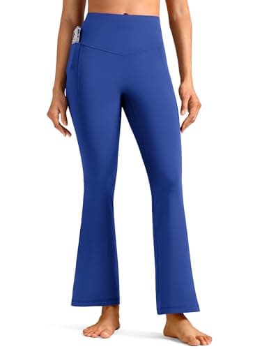 Colorfulkoala Dreamlux Flare Leggings for Women with Pockets, High Waist No Front Seam Bootcut Yoga Pants 27.5" (XS, Baleine Blue) - Image 1