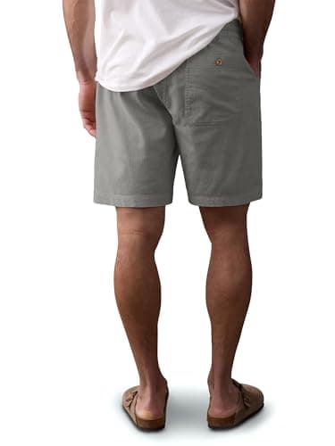 Comdecevis Linen Shorts for Men Casual Cotton 7 Inch Inseam Elastic Waist Drawstring Short Beach Shorts for Men Dark Gray L - Thumbnail 4
