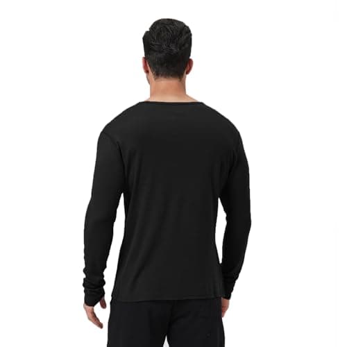 Outdoor Men's Merino Wool Quick-Drying Hiking Warm Long-Sleeved Underwear Sports ski Base top 250g Black XXL - Thumbnail 4