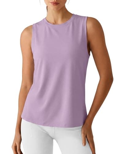 G4Free Running Tank Tops for Women Quick Dry Hip Length Tanks Workout Exercise Gym Yoga Sleeveless Shirts (Light Purple,M) - Image 1