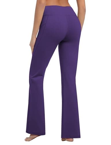 BUBBLELIME 29"/31"/33"/35"/37" Women's Bootcut Yoga Pants Tummy Control Flared with Side Pockets- Bootleg Side Pockets_PURPLISHBLUE XL_29" Inseam - Thumbnail 4