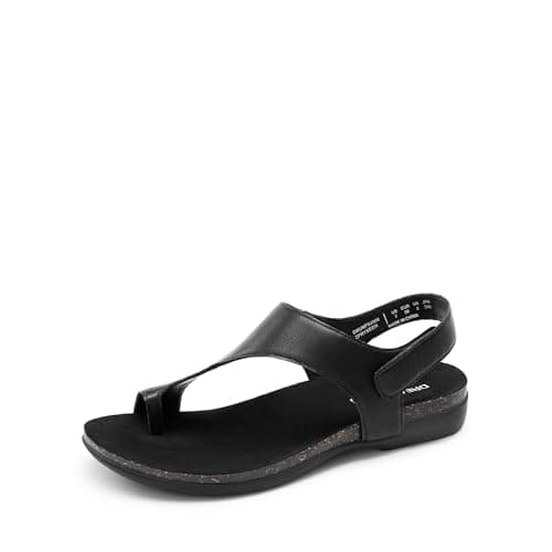 DREAM PAIRS Women's Comfortable Cork Footbed Arch Support Sandals Casual to Dressy Thong Walking Flat Sandals for Summer,Size 8,All Black,DWUMFS2509 - Image 1