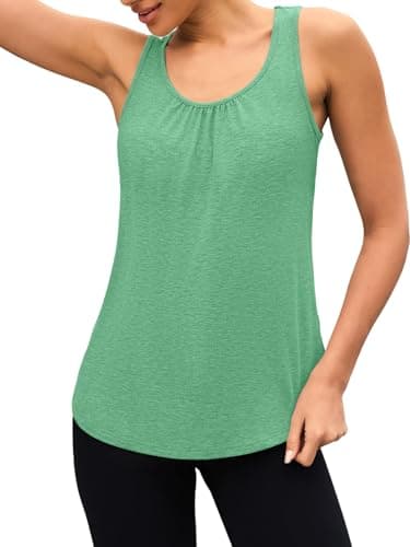 3rd hill Workout Tank Tops for Women Racerback Sleeveless Yoga Top Loose Fit Gym Shirt Running Athletic Tanks Aqua S - Thumbnail 4