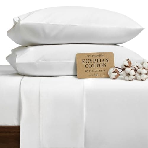 HYPREST Egyptian Cotton Sheets King - 18 Inch Extra Deep Pocket King Sheets, Luxury Soft & Crisp Bed Sheets Set, Oeko-TEX Certified, Durable Cooling Hotel Bedding, White - Image 1