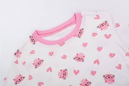 Joyond Girls Pajamas Size 3T Summer Pjs For Girls Cotton 4 Pieces Snug-Fit Sleepwear Kids Short Sleeves Set - Thumbnail 2