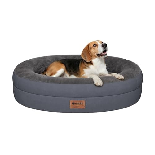 WOZOKE Orthopedic Dog Bed for Medium Dogs, Waterproof Dog Bed with Removable Bolsters, Egg Crate Foam Pet Couch for Medium Size Dog with Machine Washable Cover & Non-Slip Bottom, Dark Grey - Image 1