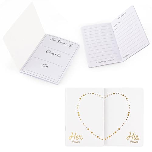 LERCTH Wedding Vow Books Set for Bride and Groom - Love Heart Gold Foil Journal for Wedding Ceremony and Bridal Shower - Image 1