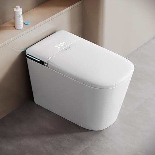 Bazyths Smart Toilet with Bidet Built In & Foam Shield, Supports Cleaning Tablets, Auto Open/Close, Built-in Tank, Foot Sensor Flush, Heated Seat, Warm Dryer, One Piece Elongated Toilet (ZYC8A) - Image 1
