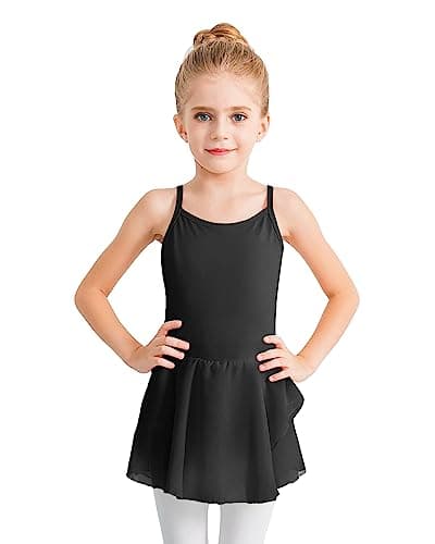 Stelle Toddler Ballet Leotards for Girls,Dance Leotard for Girls,Camisole Toddler Ballet Outfit for Studio Outdoor Daily Wear, Black 8-9 Years - Image 1