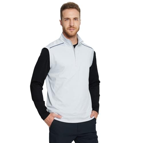 Rouen 1/4 Zip Pullover Mens Golf Vest Athletic Dry Fit Soft Casual Breathable Performance Solid Golf Vests For Men - Thumbnail 3