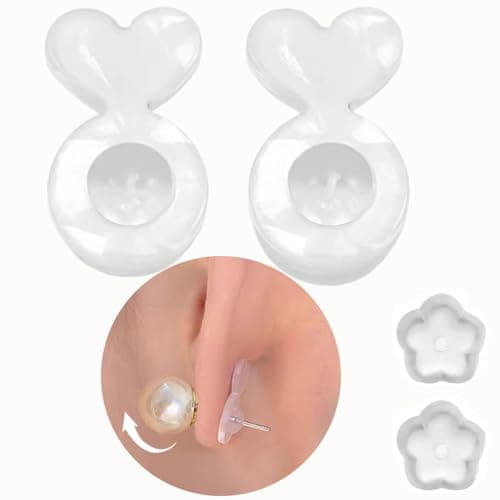 Earring Backs for Heavy Earring Support Backs 30+10PCS Flower Rubber Earring Lifters for Droopy Ears Clear Silicone Earring Backs Replacements for Big Studs Bullet Clutch Earrings Back for Jewelry - Image 1
