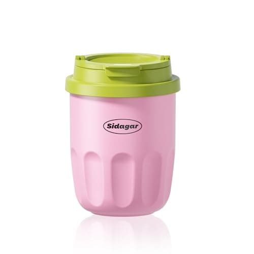 Sidagar Travel Coffee Mug 10 oz Ceramic Lined Tumbler, Double Wall Stainless Steel Coffee Cup with Lid, Vacuum Spill Proof Mini Water Bottle, Insulated Thermal Mug for Home Office,Pink - Image 1
