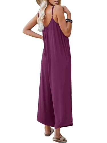 STOLKISS Women Oversized Jumpsuits Summer Sleeveless Loose Jumpsuit Shoulder Strap Adjustable Long Pants Rompers with Pockets - Thumbnail 3