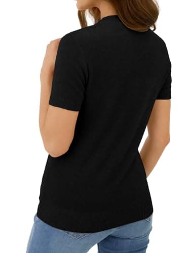 GKBK Women's Short Sleeve Sweaters Lightweight Wool Blend Knit Pullover Summer Tops Soft Basic Tee Shirts Business Casual Outfits for Women 2026 Fashion Trendy Black M - Thumbnail 3