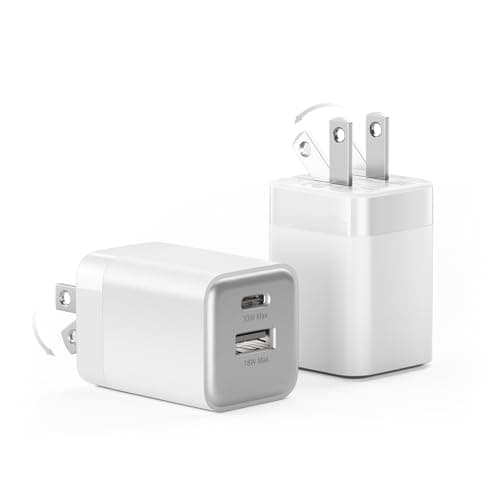 wegear 30W USB C Fast Charger, Dual Port USB C Wall Charger with Foldable Plug for iPhone 16/15/14, Samsung S24, iPad, 40% Smaller & Safer Nano Charger Block, (White, 2 Pack)