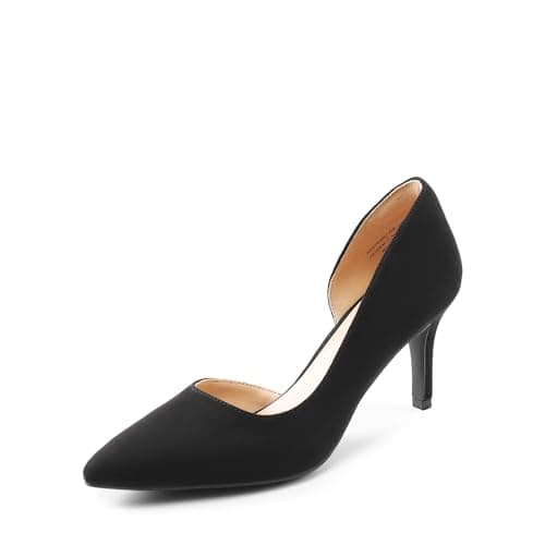 DREAM PAIRS Women's Dress High Heels Pumps Closed Pointed Toe Stiletto D'Orsay Shoes for Wedding Party,Size 9,Black-Suede,SDPU2416W - Image 1