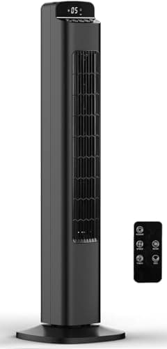 Antarctic Star 80° Oscillating Tower Fan, 36" Electric Standing Cooling Floor Fan, 23ft/s High Velocity, 5 Speeds 3 Modes, 12H Timer for Bedroom Home Office, Black