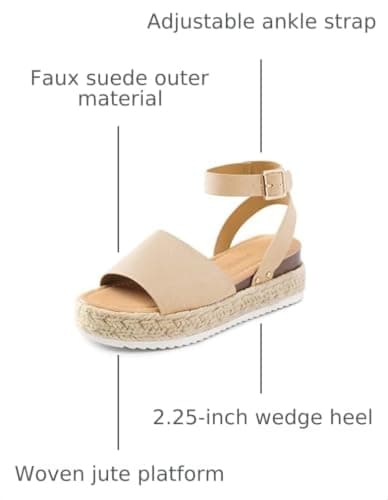 DREAM PAIRS Women's Platform Espadrilles Casual Ankle Strap Wedge Sandals Comfortable Dressy Summer Shoes,Size 6,Nude-Suede,SDPW2359W - Thumbnail 3