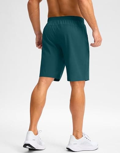 Pudolla Mens Workout Running Shorts Lightweight Gym Athletic Shorts for Men with Zipper Pockets(Deep Green L9_L) - Thumbnail 4