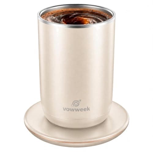 Self Stirring Coffee Mug, 10 oz Heated Mug with Magnetic Stirring, White
