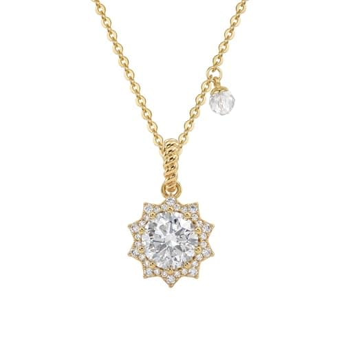 MTMY Birthstone Necklace for Women, 14K Gold Plated Sunburst Necklace with Removable Charm Birthday Jewelry Gift (April) - Image 1
