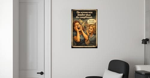 The Scream Was Louder Than the Compliment Metal Tin Sign, 8x12 Inch Vintage Retro Art, Funny Office or Home Decor, Humorous Quote Sign, Pre-drilled Holes for Easy Hanging - Thumbnail 2