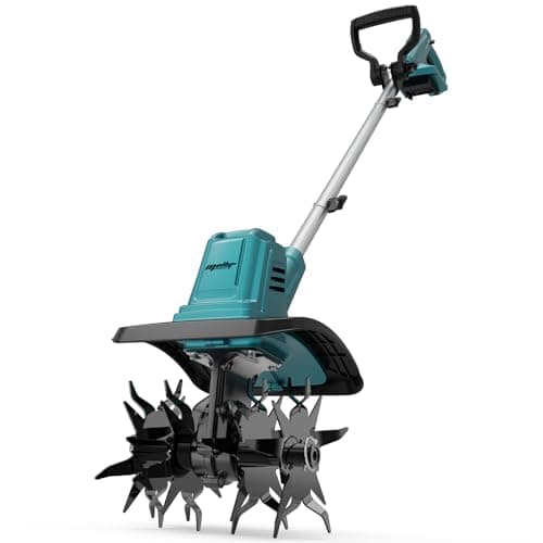 Cordless Brushless Garden Tiller Cultivator Compatible with Makita18v Battery (Tool Only), 10’’ Wide 7’’ Deep Electric Soil Rototiller, 48-Tine Mini Rotary Areator for Garden Beds & Soil Preparation - Image 1
