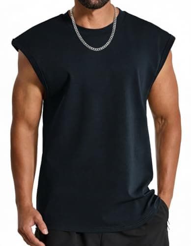 COOFANDY Mens Tank Tops Summer Sleeveless Tee Shirts Casual Stylish Loose Fit Shirt for Basketball Midnight Blue X-Large - Image 1