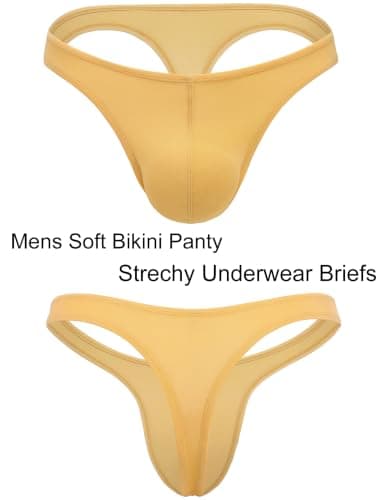 Men's Thong G-String Underwear Soft Stretch Brief Bulge Pouch Underwear - Thumbnail 4