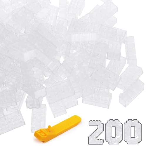 Lekebaby Classic Building Bricks, 200 Piece 2x4 Building Blocks STEM Creative Building Toys Compatible with All Major Brands, Educational Toy for Boys Girls 6 Years Old and Up(2x4 Transparent White)
