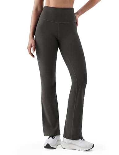 K-Swiss Flare Leggings for Women - Soft Stretchy High Waist Yoga Pants Workout Gym Casual, Grey L - Image 1