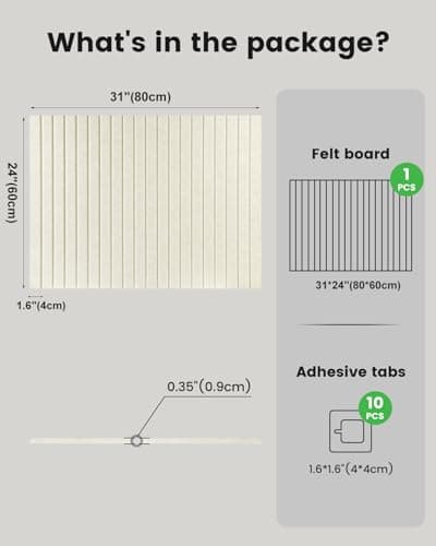 Nysunten 24x31 inches Large Felt Bulletin Board 0.35in Thicker, Cork Board with Safe Removable Nano Self-Adhesive Tabs, Wall Felt Board for Bedrooms, Living Rooms, Offices, Flower Shops - Beige - Thumbnail 6