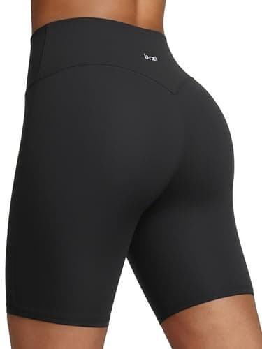 BRXL Biker Shorts for Women 8" No Front Seam High Waist Yoga Workout Gym Shorts Tummy Control with Inner Pocket Black - Image 1