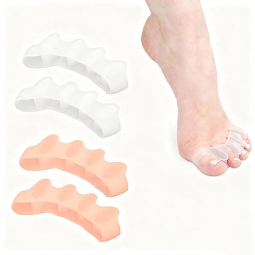 XINIFOOT Toe Separators for Women & Men - Bunion Corrector, Hammer Toe Straightener, Relieves Foot Pain (2 Pairs, White + Beige) - Image 1