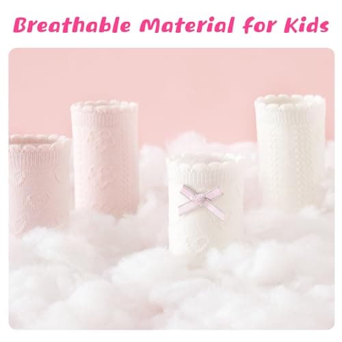 BISOUSOX Ruffle Socks for Girls Socks 6-8 Years Old White Cute Crew Frilly Ruffled Kids School Dress Sock for Girls 8-10 12 - Thumbnail 3
