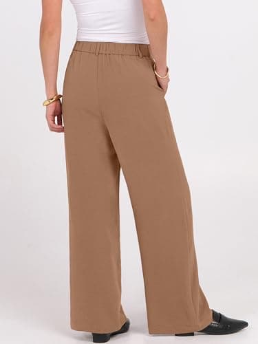 ANRABESS Women Wide Leg Dress Pants 2026 Summer High Waisted Business Casual Work Trousers Dressy Office Palazzo Pants Slacks tan X-Large - Thumbnail 4