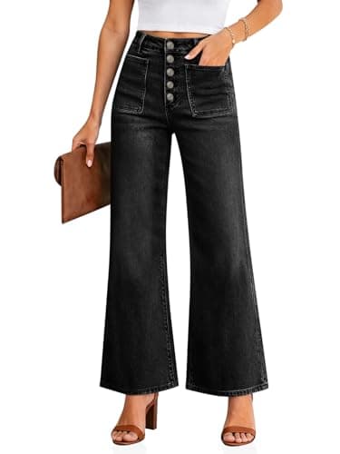 Cicy Bell Womens Wide Leg High Waisted Jeans Stretchy Trendy Vintage Baggy Denim Flare Pants with Pockets - Image 1