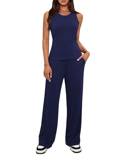 Totatuit 2 Piece Lounge Casual Sets for Women Fashion Vests Long Pants Two Piece Matching Sets Cute Going Out Clothings - Image 1