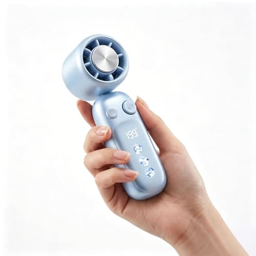 CHAOCHI Portable Handheld Turbo Fan with Ice Cooling, 199 Speeds Adjustable, 3000mAh Rechargeable, 15H Runtime, 15000 RPM Powerful Silent Motor, Summer Essential for Travel/Outdoor/Office(Lcy Blue) - Image 1