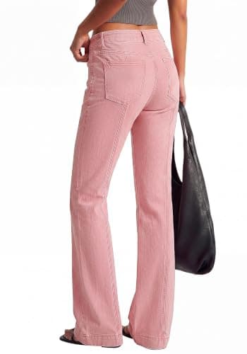 BTFBM Straight Leg Jeans for Women Stretchy Curve Appeal Pants Pink - Thumbnail 3