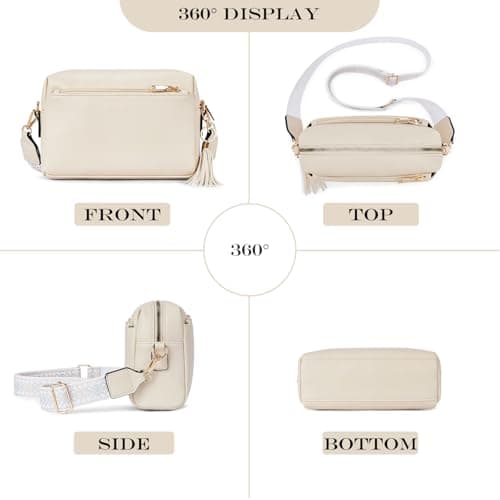 Roulens Triple Zip Small Crossbody Bag for women,Wide Strap Cell Phone Purse Shoulder Handbag Wallet with Credit Card Slots - Thumbnail 4