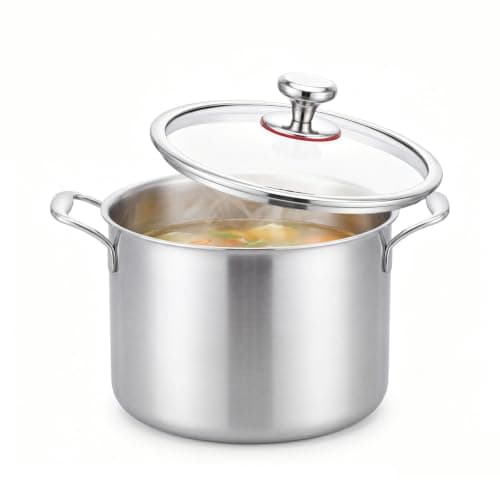 Ptaciow Titanium Stock Pot,8Quart Stock Pot with Lid,Lightweight and Healthy Soup Pot,Induction All Stovetops,Large Capacity Titanium Cooking Pot for Soup,Pasta,Boiling,Stewing - Image 1