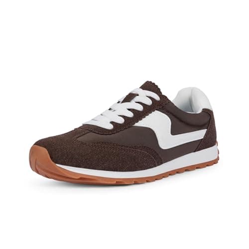 VIUGJNEX Chocolate Brown Sneakers for Women Lace Up Tennis Shoes for Women Comfortable Slip On Fashion Sneakers Size 6 - Thumbnail 5