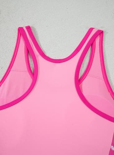 blibean Girls Rash Guard Swimsuit One Piece Flower Bathing Suits Tween Girl Floral Colorblock Swimwear Sets Kids Swim Cover Up Top Traje Baño Niñas Size 12-13 Year Old Hot Pink - Thumbnail 6